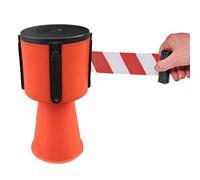 Barrera de cinturón portátil, barrera retráctil montada en cono, 2/3/5M, tapa for tráfico, necesita entrelazar varias unidades(5M(16.4FT))