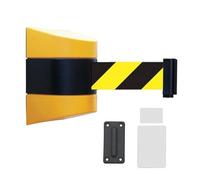 Barrera de cinturón retráctil, adhesivo sin taladro, cinturón de nailon amarillo, barrera de seguridad que ahorra espacio para varios lugares, 5 m