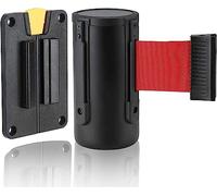 Barrera de cinturón retráctil de Pared para Control de multitudes | Cinturón Rojo de 3 Metros, Carcasa de ABS Resistente, Ideal para aeropuertos, Eventos y Sistemas de Colas
