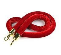 Barrera de cola de cuerda de estaca colgante, obstáculo de terciopelo brillante con núcleo de espuma suave y extremos a presión, control de multitudes(Red,0.6m/24inch/2ft)