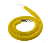 Barrera de cuerda de terciopelo para control de multitudes con núcleo de espuma resistente y ganchos resistentes de cierre automático para postes de soporte, 60 pulgadas de longitud (amarillo)