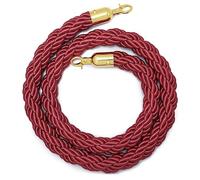 Barrera de cuerda for cola con ganchos de metal, trenzada for divisor, puntal de control de multitudes de seguridad de 1/2/4M, 2-13 pies, cuerdas retorcidas(Wine Red,2m/6.6ft)