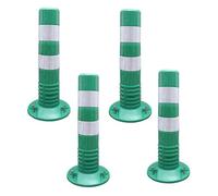 Barrera de entrada, barricada de tráfico, conos de plástico PU flexibles de 18" y 30" for carreteras, calles, entradas y sitios de construcción(Green,4 Pack/17.7in)