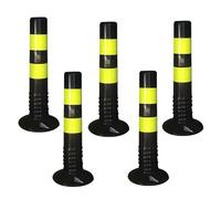 Barrera de entrada for vehículos - Conos de plástico flexible de PU de 18" y 30" - Postes reflectantes de precaución(Black,5 Pack/17.7in)