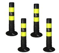 Barrera de entrada for vehículos - Conos de plástico flexible de PU de 18" y 30" - Postes reflectantes de precaución(Black,4 Pack/17.7in)