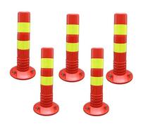 Barrera de entrada for vehículos - Conos de plástico flexible de PU de 18" y 30" - Postes reflectantes de precaución(Red,5 Pack/30in)