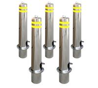 Barrera de estacionamiento plegable con cerradura, juego de 5 amarillas, ideal para calzadas, estacionamientos y caminos de garaje