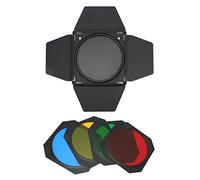 Barrera de luz de cuatro hojas de metal duradero de 180 mm, accesorios de fotografía con 4 filtros de luz de colores para fotografía de retrato, luz de peinado, luz de fondo, luz lateral