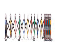 Barrera de metal expandible con ruedas, barrera portátil de control de multitudes de acero inoxidable para eventos, gestión del tráfico, máxima estabilidad y configuración rápida
