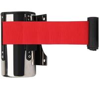 Barrera de Pared de Control de Multitudes, 2M Wall Mounted Retractable Queue Rope Barrier Crowd Control Ribbon Red