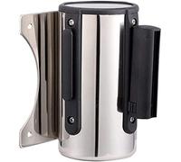 Barrera de pared retráctil magnética, cinturón telescópico de acero inoxidable montado en la pared, barreras de cola de control de multitudes, cinturón de seguridad (cinturón azul oscuro de 5 m/16,4 p