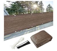 Barrera de privacidad para balcón, pantalla de jardín con bridas marrón, 0,8 x 7 m, resistente a la intemperie, para patios y balcones.