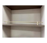 Barrera de protección para estantes, riel de Metal de Aluminio para estantes, Barra Decorativa de 61 cm para estantes de Madera, Color Dorado (Paquete de 8): Evita caídas en zapateros, Estan