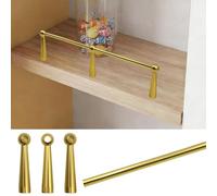 Barrera de protección para estantes, rieles Decorativos de Aluminio Dorado para galerías, Barrera anticaídas con 3 barrotes para gabinetes de Cocina y estanterías - 36 cm (14 Pulgadas), paqu