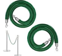 Barrera de seguridad con cuerdas for Control de multitudes, paquete de 2 cuerdas de terciopelo for grandes aperturas, cuerdas for colgar con ganchos, barrera de cuerda(Green,9ft/274cm)