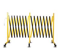 Barrera de Seguridad de 7 m, Portátil Barricada de Metal Industrial de 1,05 m de Altura, Valla de Tráfico con Candado y Ruedas Bloqueables, Valla de Tráfico para Control De Multitudes, Amarillo