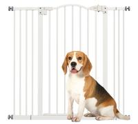 Barrera de Seguridad Extensible de 74 cm para Perros, Barrera de Escaleras con Fijación por Presión, 94 cm de Altura, Blanca