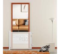 Barrera de seguridad infantil extensible, barrera de seguridad retráctil de 0 a 180 cm para perros, barrera de escalera y puertas, barrera removible y enrollable, 86 x 180 cm, color blanco