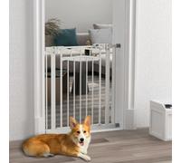 Barrera de Seguridad para Mascotas Pawhut Extensible de 74-80 cm con Doble Bloqueo y Cierre Automático para Escaleras