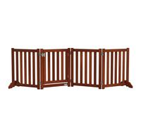 Barrera de Seguridad para Perros para Escaleras y Puertas Diseño Plegable y Soporte de Pie 205x30x60 cm Marrón Caqui oscuro 205X30X60 cm