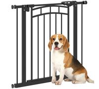 Barrera de seguridad PawHut para perros ajustable de 74-80 cm, sistema de doble bloqueo, cierre automático, barrera para escaleras sin perforaciones.