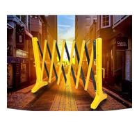 Barrera de Seguridad, Puerta de Seguridad Plegable Extensible, Valla móvil Ajustable para garajes, hoteles y escuelas - Barricada de plástico Amarillo de fácil Montaje (95 x 350 cm)