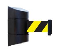 Barrera de Seguridad retráctil de 5 m para Montaje en Pared - Cinturón de Seguridad con Franjas de precaución para Control de multitudes y gestión de Eventos (Negro y Amarillo) - Duradera y