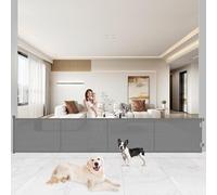 Barrera de seguridad retráctil para niños y perros, 1,5 m, 3 m, 5 m, con refuerzo de fibra de vidrio, gran barrera para escaleras interiores y exteriores (gris, 5 m)