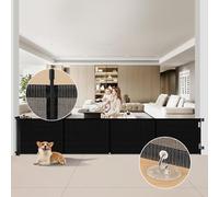 Barrera de seguridad retráctil para niños y perros, 1,5 m, 3 m, 5 m, con refuerzo de fibra de vidrio, gran barrera para escaleras interiores y exteriores (negro, 5 m)