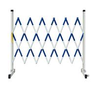 Barrera de Seguridad, Valla de Seguridad Vial retráctil, barandilla de Aislamiento Plegable con Ruedas, Barrera portátil para Obras Viales para Uso Exterior, Blanco-Azul (900 cm/29,5 pies)