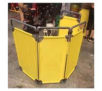 Barrera de tráfico Amarilla retráctil - Puerta de Control de multitudes portátil de 3 Paneles con Letrero de NO Pasar, Plegable y fácil de Transportar, Ideal para Eventos