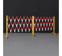 Barrera de tráfico expandible, puerta de seguridad móvil de metal industrial, valla portátil flexible con ruedas para uso en la entrada, fácil de retraer, material FRP