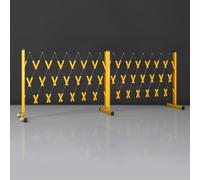 Barrera de tráfico expandible, puerta de seguridad móvil de metal industrial, valla portátil flexible con ruedas para uso en la entrada, fácil de retraer, material FRP