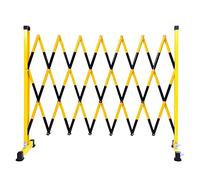 Barrera De Tráfico Retráctil Con Puerta Plegable, Barrera Móvil Extensible, Barricada Metálica Extensible Con Ruedas, Valla De Tráfico Retráctil, Caja Fuerte Móvil Industrial, Amarillo Y Negro, 1 X 4