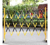 Barrera De Tráfico Retráctil Con Puerta Plegable, Valla De Tráfico Móvil Extensible, Barricada Metálica Industrial Extensible, Valla Retráctil Portátil, Barrera Móvil Flexible Ga, Negro, 120 X 400 Cm