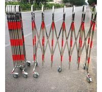 Barrera de tráfico retráctil portátil, Barrera de Seguridad Vial Extensible con Ruedas, Ideal para Uso en Exteriores, garajes y Eventos (1,1 m x 2,5 m).