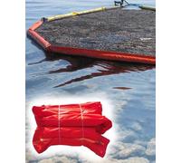 Barrera flotante portátil con múltiples bolsas de aire para contención de aceite marino y recolección de basura, fácil instalación
