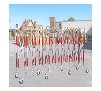 Barrera metálica Extensible portátil - Barrera de tráfico retráctil de Acero Inoxidable con Ruedas, Valla de Seguridad Vial para Uso en Exteriores, Eventos y Parques.