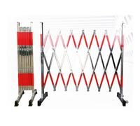 Barrera metálica portátil Extensible de 1,2 m/1,5 m - Barrera de tráfico Plegable y retráctil sobre Ruedas para la construcción y el Mantenimiento de Carreteras, Valla de