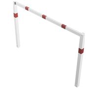Barrera para caminos, soldada Schake, con larguero superior, blanco con franjas reflectantes rojas