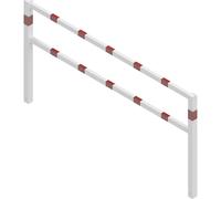 Barrera para caminos, soldada Schake, con larguero superior y de media altura, blanco con franjas reflectantes rojas