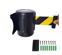 barrera para colas de montaje en pared, Barrera de pared for control multitudes 10 m con carcasa acero negra, sistema frenado seguro y botón bloqueo(B)