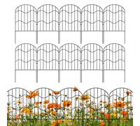 Barrera para perros, 10 paneles decorativos de metal inoxidable, bordes flexibles para césped, para gatos, animales, jardín, césped, terraza, cantero, patio trasero, césped,