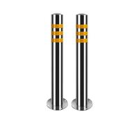 Barrera Parking Paquete De 2 Postes De Tráfico De Bolardo De Seguridad Reflectantes De Acero Inoxidable, Barrera De Entrada Anticolisión Para Áreas De Estacionamiento Y Aceras(H 75CM/29.5in)
