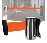 Barrera retráctil， Barrera de pared for control de multitudes de 2, 3 y 5 m, divisores de cola montados en la pared con cinturón de cuerda de nailon de retracción lenta(3M/9.8FT)