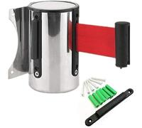 Barrera retráctil,Cinturón de barrera retráctil,Cinta de cordón,Montaje en pared Cinta roja retráctil Barrera Cuerda for cola Cinta de control de multitudes 2 m for museo, fábrica, cine