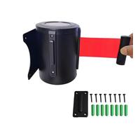 Barrera retráctil de 2 m, 3 m, 5 m y 10 m for montaje en pared. Carcasa negra resistente con cinturón de seguridad rojo for cualquier condición climática.(10M/32FT)