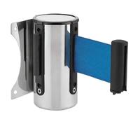 Barrera retráctil de acero inoxidable for montaje en pared, cinturón precaución a rayas for región separada, barrera Control multitudes, 2M/ 3,0 M/ 5M Para Advertencia Escolar(Blue,2M)