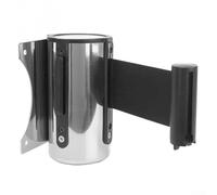 Barrera retráctil de acero inoxidable para gestión de pared y cinta de nailon de 2 m para montantes, tiendas, control de cola, montaje en bancos, hoteles, parques, exposiciones para tener (negro, para