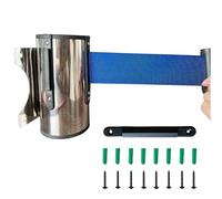 Barrera retráctil de control de multitudes de 2 m, barrera de pared de cinturón azul para tiendas minoristas, aeropuertos, bancos, escuelas, solución eficaz de gestión de colas